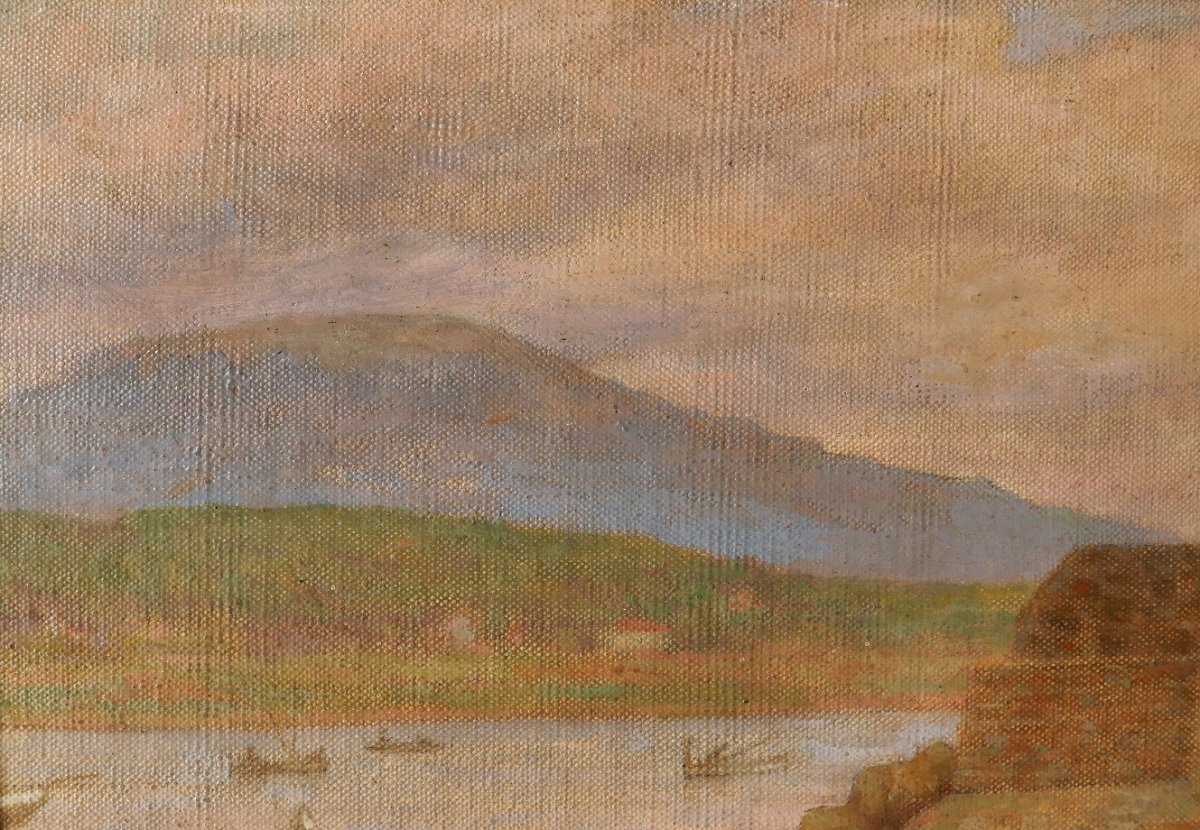 Guillaume Larrue, 1851-1935, Port Of The Mediterranean (var?), Painting, Circa 1900-photo-1