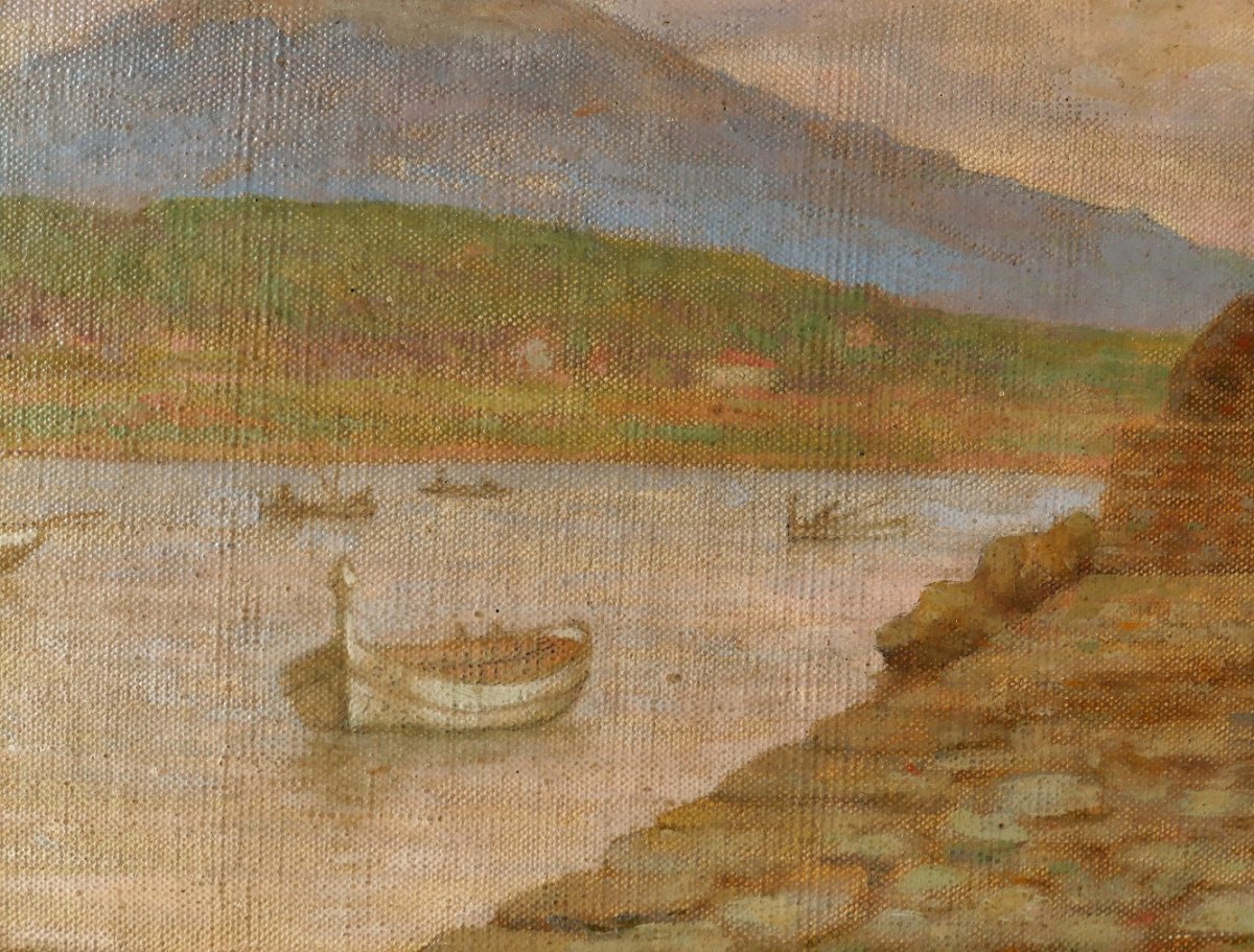 Guillaume Larrue, 1851-1935, Port Of The Mediterranean (var?), Painting, Circa 1900-photo-4