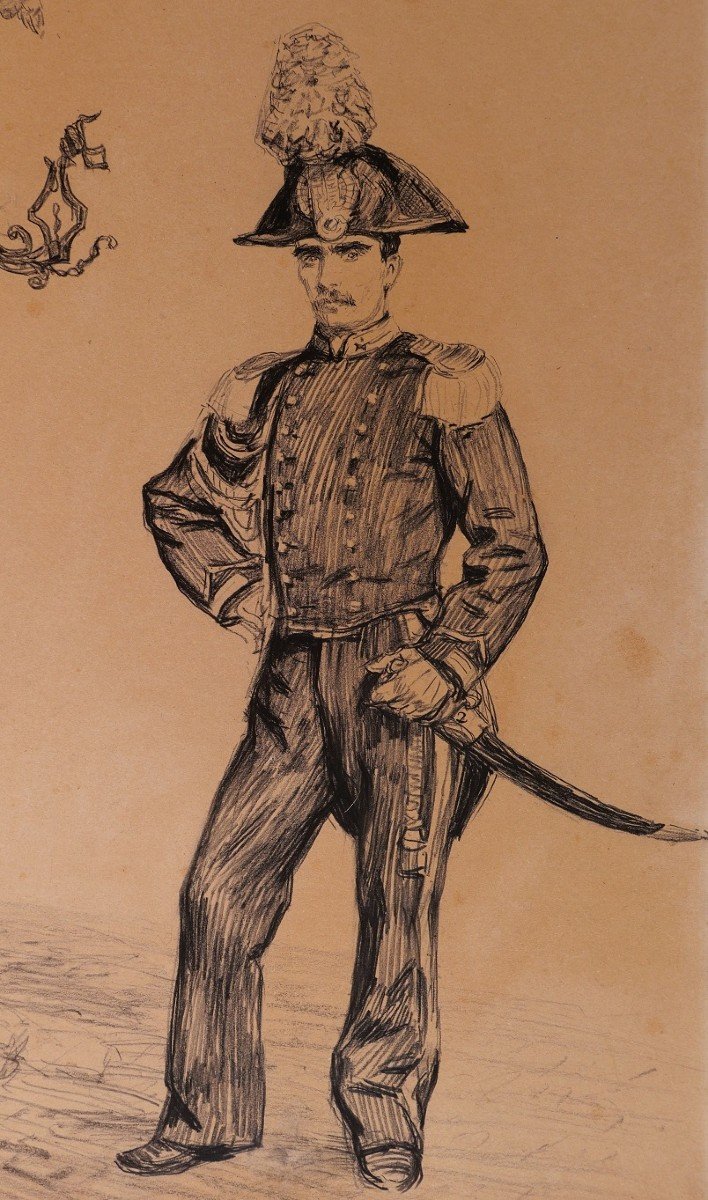Paul Renouard (1845-1924) Policeman, Drawing, Circa 1890-photo-3