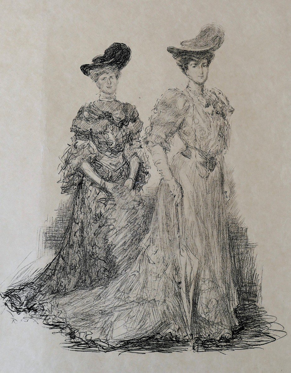 Paul Renouard (1845-1924) Three Women, Engraving, Circa 1895-photo-4