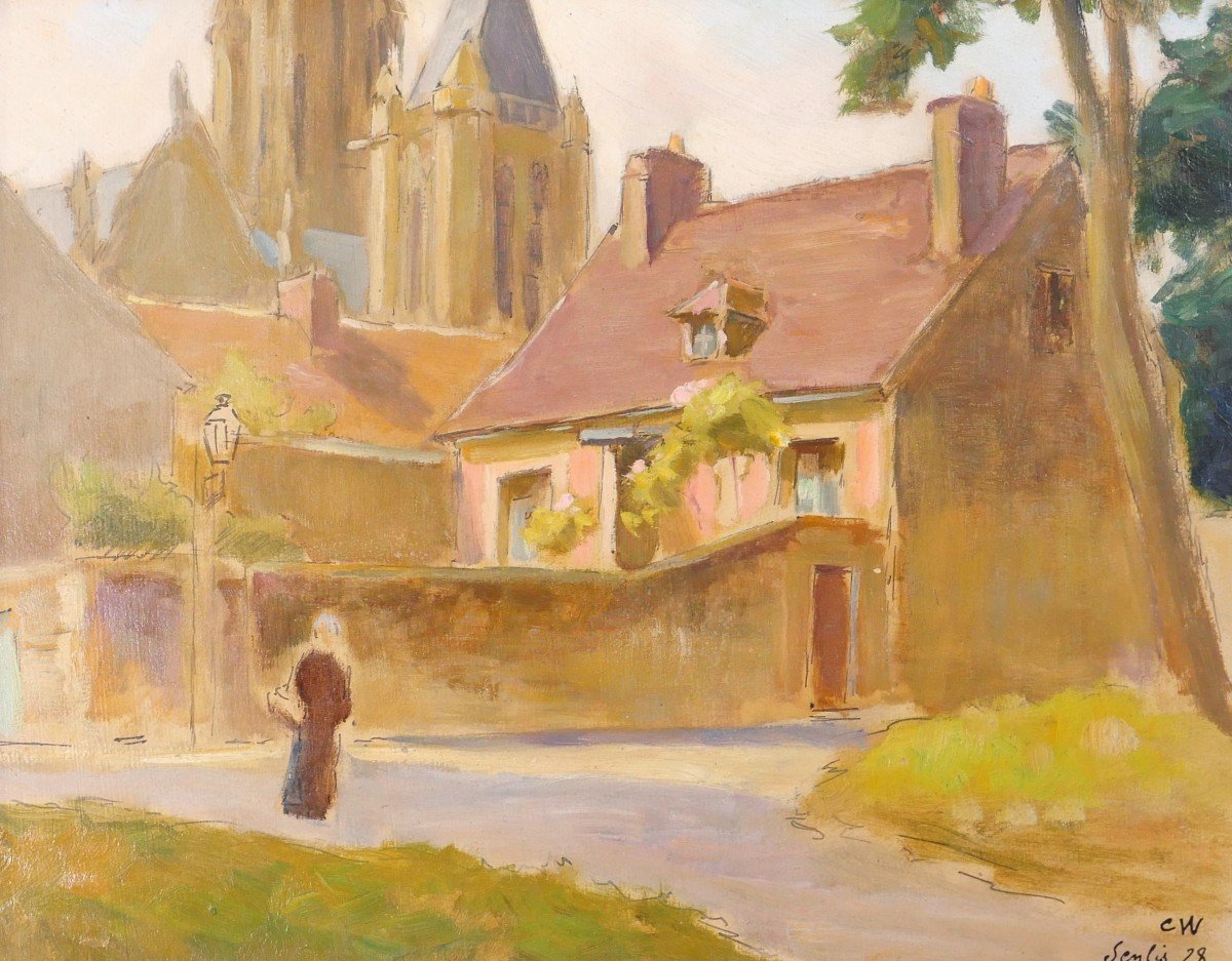 Charles WISLIN (1852-1932) Senlis (Oise), paysage, tableau, 1928-photo-2