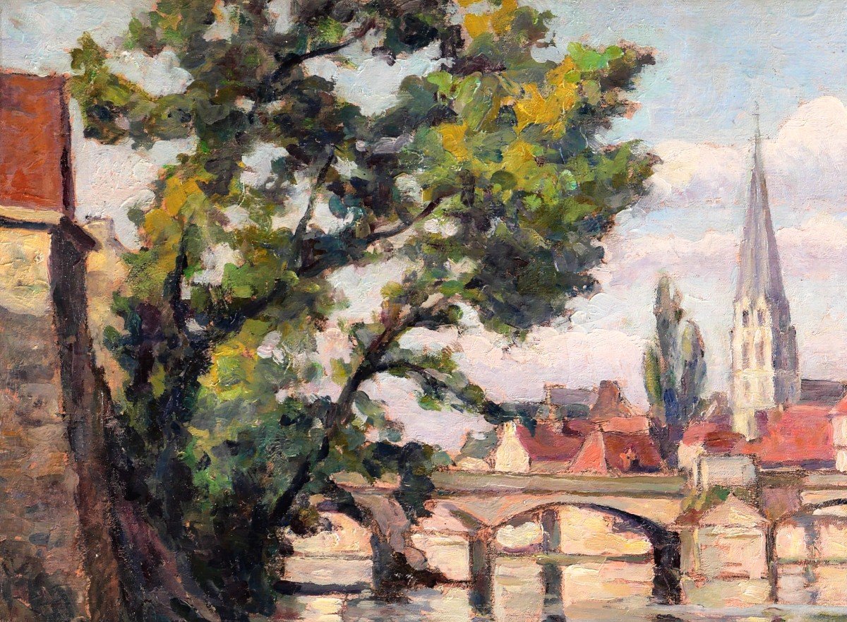 Paul CORDONNIER (1878-1963) Paysage de la Creuse, Argenton-sur-Creuse, tableau, circa 1910-20-photo-1