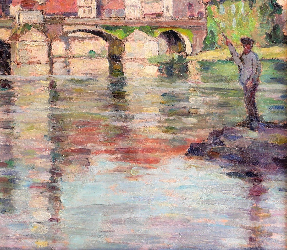 Paul CORDONNIER (1878-1963) Paysage de la Creuse, Argenton-sur-Creuse, tableau, circa 1910-20-photo-3