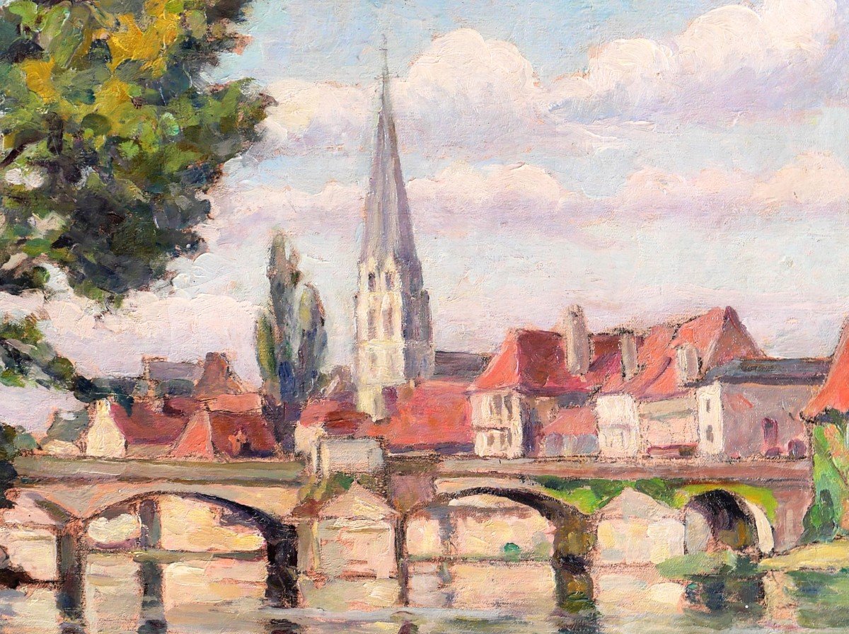 Paul CORDONNIER (1878-1963) Paysage de la Creuse, Argenton-sur-Creuse, tableau, circa 1910-20-photo-5