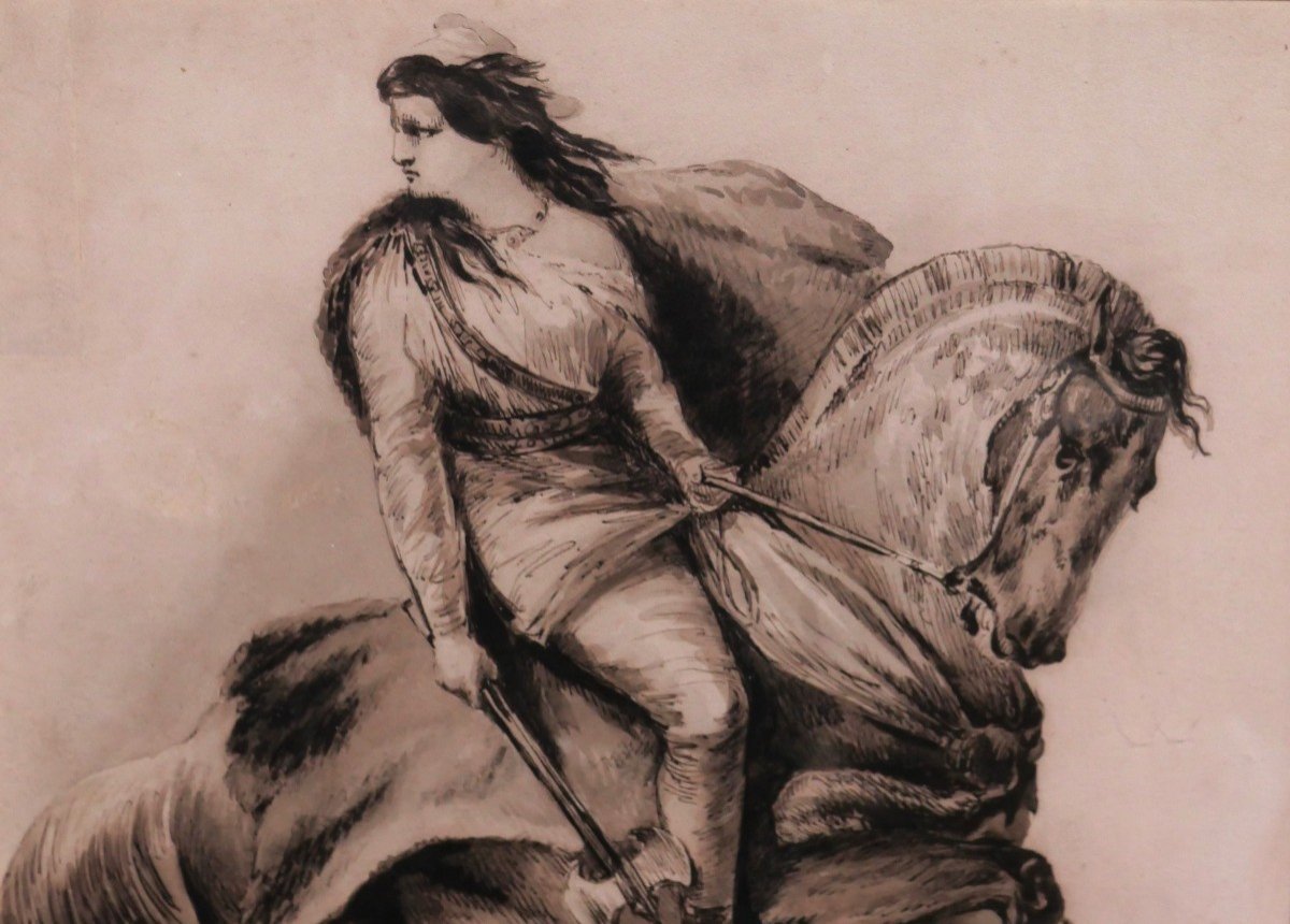 Romantic School 1844, Drawing, Rider-photo-3