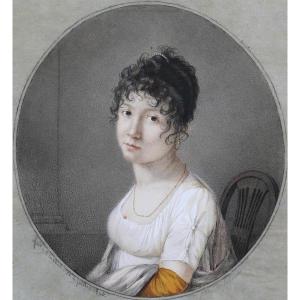 Gaspart-Isaac Delapierre 1780-1811 Portrait de femme, dessin, 1805