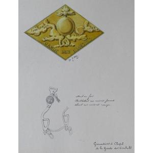 Charles Brun 1825-1908 Consuls Guard Uniform Badge, Drawing, Napoleon, Empire
