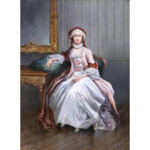 Léonard SAURFELT 1840-c. 1890 Portrait de femme, tableau, vers 1870