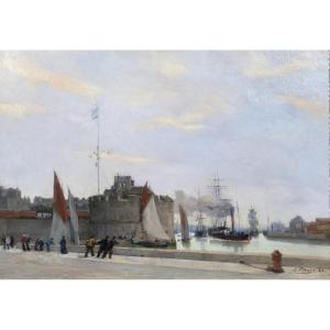 Albert Fleury 1848-1924 Le Havre Harbour, Painting, 1883