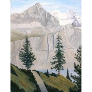Paul d'Hauteville, Suisse, paysage de montagne des Alpes bernoises, tableau, vers 1930
