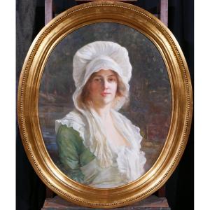 Tony Faivre 1830-1905 Portrait de Charlotte Corday, tableau, vers 1870-80