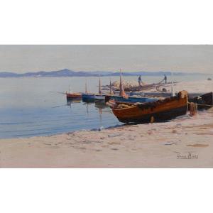 Louis Haas 1870-1923 Saint-tropez, Landscape Of The Point, Painting, Circa 1910