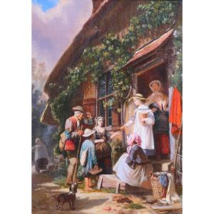 Anthony Eugène Renouard 1835-1921 Peasant Scene, Painting, Circa 1860-70