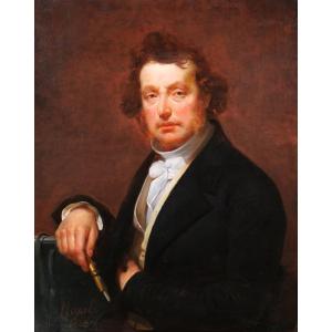 Louis-Joseph NOYAL 1805-1846 Portrait d'un artiste, tableau, 1843