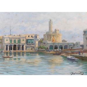 Benjamin Sarraillon 1901-1989 Algeria, Admiralty Of Algiers, Painting, Circa 1930-40