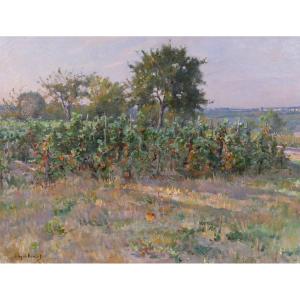 Antoine GUILLEMET 1841-1918 Paysage aux vignes, tableau, vers 1880-90