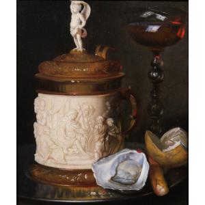 German School Circa 1800 Still Life With An Ivory Mug, Painting