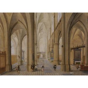 Johan Douelle 1745-1793 Interior Of A Church, Painting, 1789