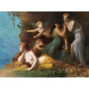 Jean-Jacques HENNER (entourage de) 1829-1905 Femmes et angelots, tableau, Alsace
