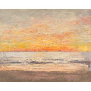 Joseph François 1851-1940 Etude de ciel, paysage, tableau, impressionnisme, Belgique, marine