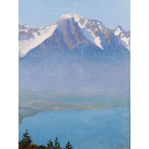 Jean Menni 1880-1954 Switzerland, Landscape Of The Engadine, Saint-moritz, Grisons, Mountain Painting