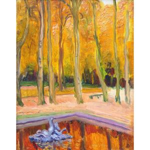 Maurice de Lambert 1873-1953 Versailles, le parc en Automne, paysage, tableau, vers 1920