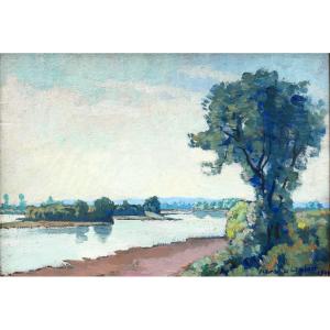 Maurice De Lambert 1873-1953 La Charité-sur-loire, Landscape Painting 1944 Nièvre Impressionism