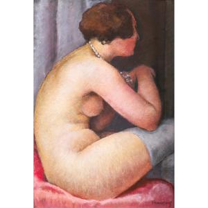Gustave François 1883-1964 Femme nue au bas gris, pastel, vers 1924-30 Art Déco tableau