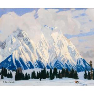 Gerhard Gisevius 1879-1962 Alps, Mountain Landscape, Snow Effect, Painting Circa 1930
