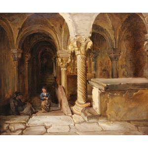 François-marius Granet (attributed To) 1775-1849 Interior Of A Crypt, Painting, 1820-30 Aix
