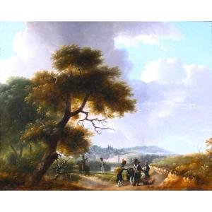 Swebach-Desfontaines (att. à) 1769-1823 Soldats de Napoléon dans un paysage, tableau militaria