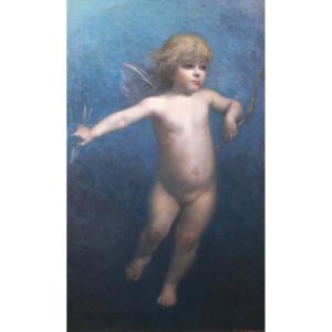 Jean Eyckelbosch, 19th-20th Century, Angel As Cupid, Large Painting, Circa 1900, Belgium, Mythology