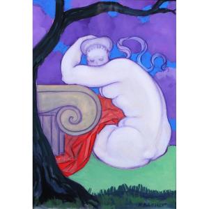 Robert Barillot 1921-2001 Nude Woman, Drawing 1940-50 Valenciennes Painting Sculpture Architecture