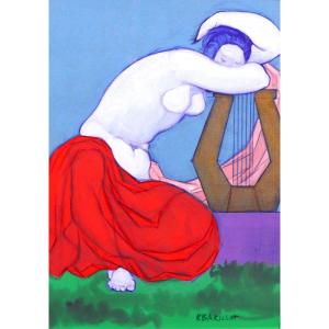 Robert BARILLOT 1921-2001 Femme nue, dessin, vers 1940-50 Valenciennes Nord tableau musique