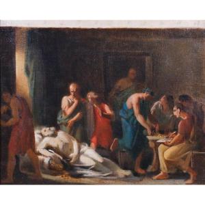 Edouard SAIN 1830-1910 Scène antique, tableau, vers 1850, esquisse, romantisme Antiquité Rome