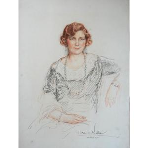 Henri De Nolhac 1884-1948 Portrait Of Mrs Hale, Montreal 1932 Woman Quebec Canada