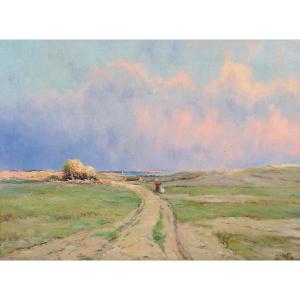 IWILL 1850-1923 Saint-Pair, Granville, effet de rose, tableau, Salon 1910 paysage Normandie