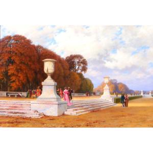 Henri Zuber 1844-1909 Versailles, The Park Of The Castle, Painting, 1898-99, Alsace Landscape