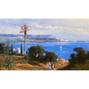 Prosper Marilhat (att. To) 1811-1847 Algeria, The Bay Of Algiers, Painting 1841 Landscape Orientalism