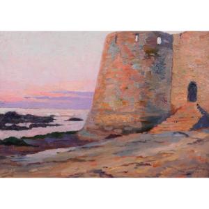 Oswald Poreau 1877-1955 Morbihan, Port-Louis, Bretagne, paysage, tableau 1922 impressionnisme