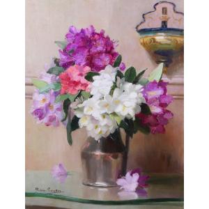 Jane Nérée-gautier 1877–1948 Bouquet Of Flowers, Painting, Salon 1927, Garden, Still Life