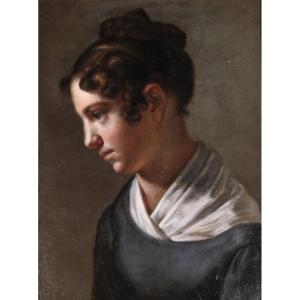 Theodor Leopold WELLER 1802-1880 Portrait de jeune femme, tableau, 1820-25 romantisme München