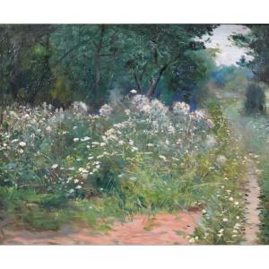 Alexis Haranchipy 1853–1917 Landscape With Flowers, Painting, Ca. 1900, Garden, Impressionism