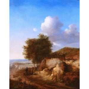 Jan WIJNANTS 1632-1684 Paysage aux promeneurs, tableau ancien Pays-Bas