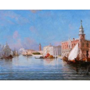 Giuseppe ROSSI 1820-1899 Venise, vue du grand canal, paysage, tableau vers 1870-80, Italie