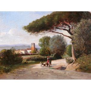 Alfred Dumont 1828–1894 Var, Saint-raphaël, Landscape With A Pine Tree, Painting Circa 1860–70