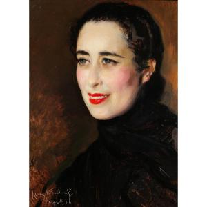 José Cruz Herrera 1890–1972 Portrait Of Mrs. Oribida Nahon, 1936 Painting, Woman, Morocco