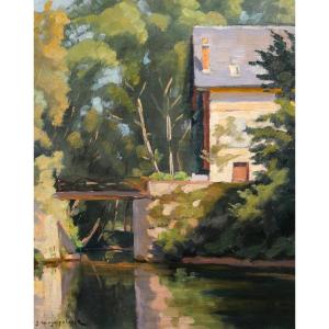 Germain RAINGO-PELOUSE 1893-1963 Normandie, Eure, paysage près de Vernon, tableau, vers 1930