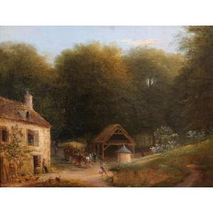Louis-auguste Lapito (attributed To) 1803–1874 Landscape With Houses, Old Painting