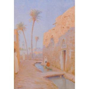Ernest Baillet 1853–1902 Algeria, Landscape Of Sidi-okba, Painting, Ca. 1895 Biskra, Orientalist